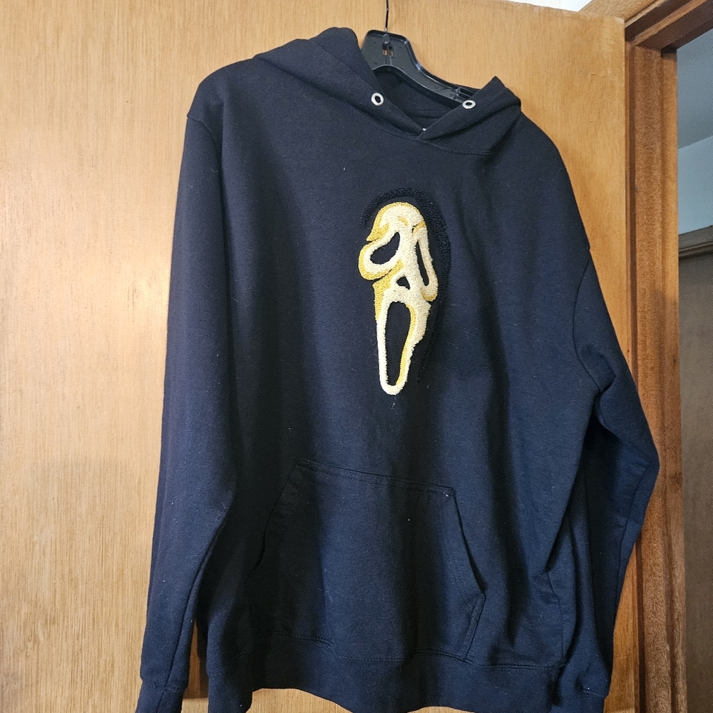 GhostFace Scream Chenille Mask 'Let's Watch Scary Movies' Hoodie - SIZE L